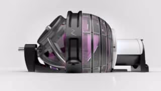 Side view of ZAP-X with treatment console in wall-less white room